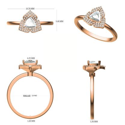 Trillion Cut Halo Diamond Ring
