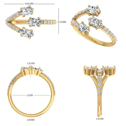 Three Natural Diamond Bypass Ring