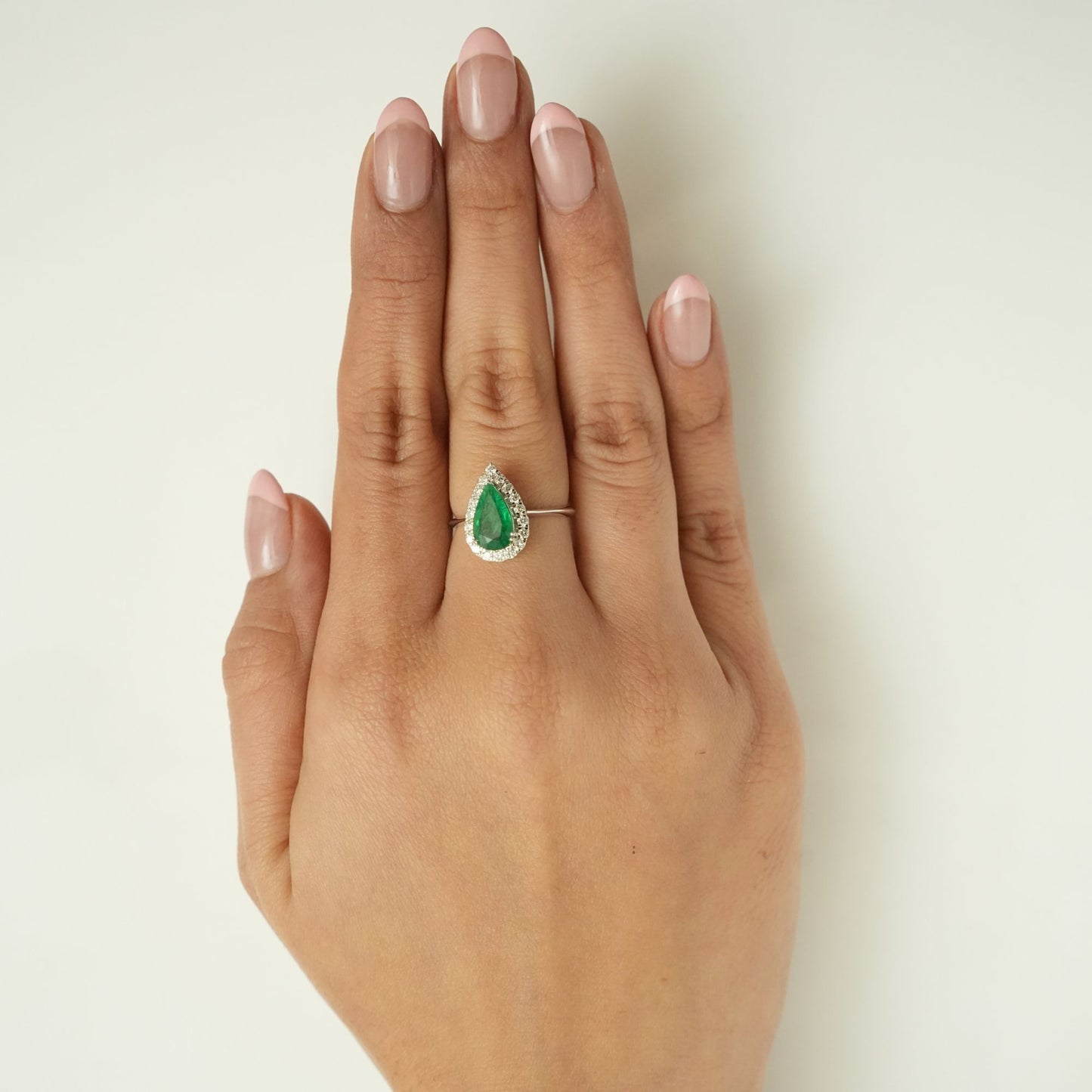 Pear Emerald Halo Diamond Ring