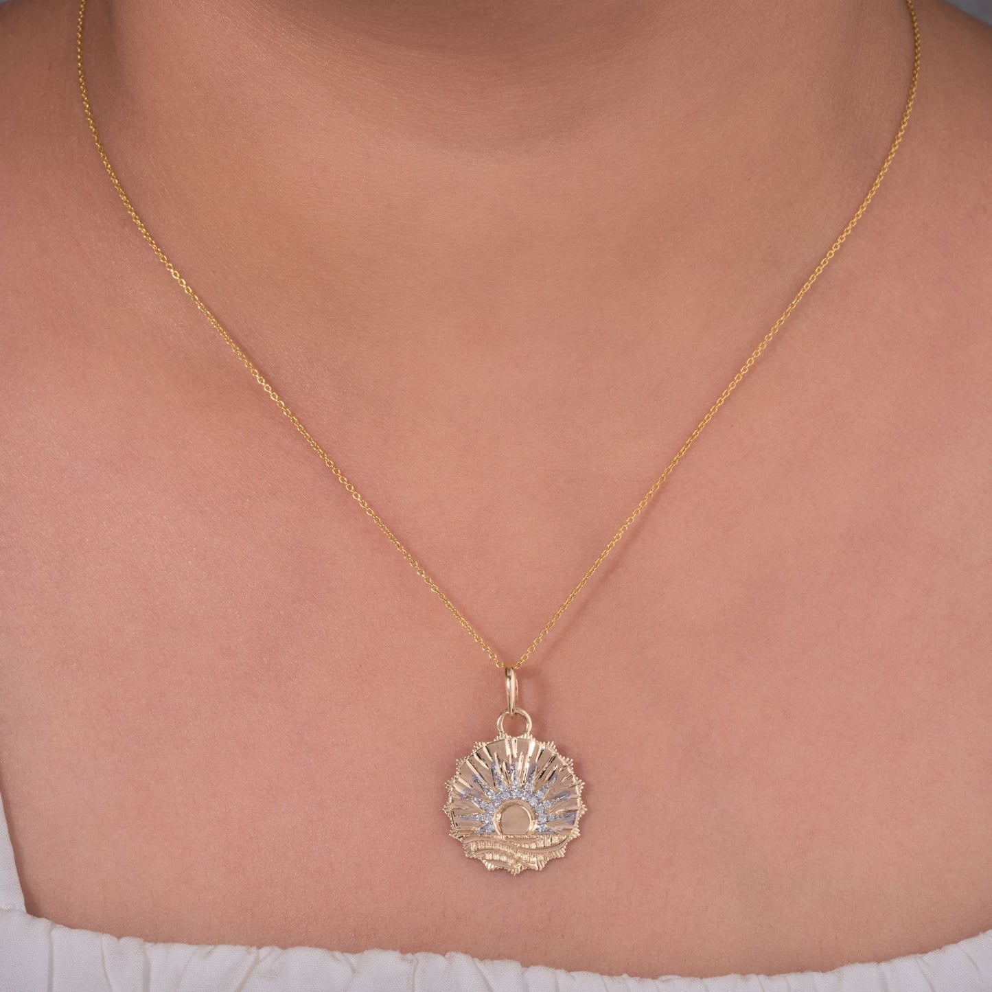 Celestial Sun Medallion Natural Diamond Pendant