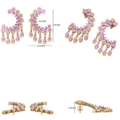 Pink Spinel Diamond Drop Earrings