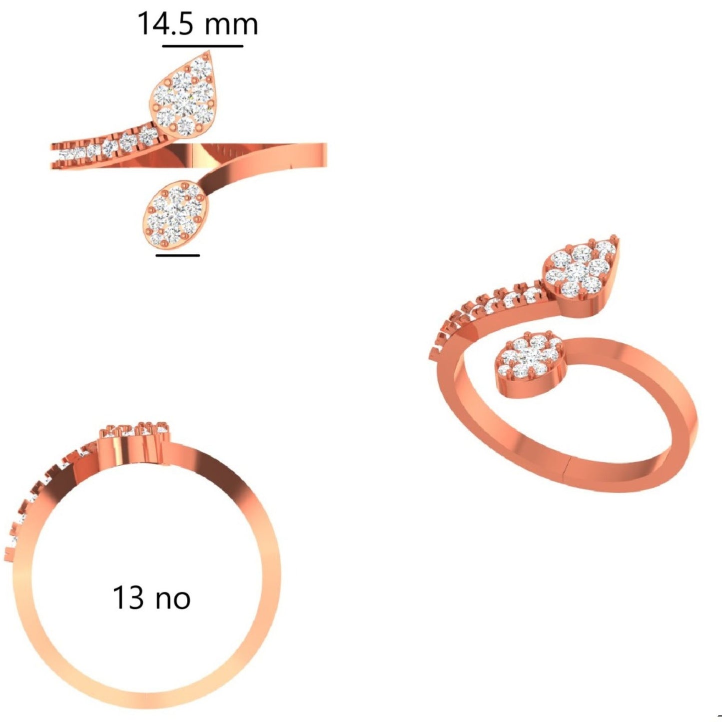 Pear Diamond Open Ring