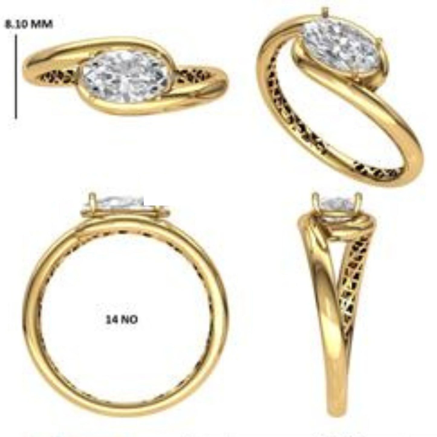Bypass Solitaire Diamond Ring