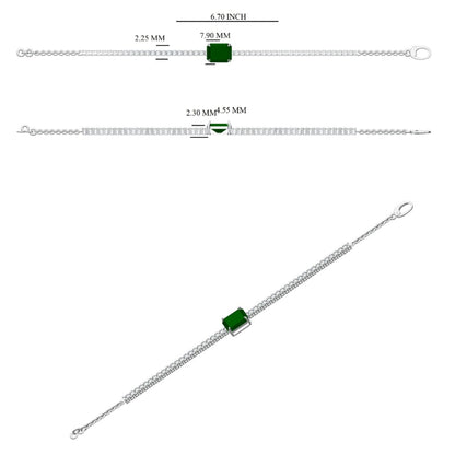 Emerald Diamond Tennis Chain Bracelet