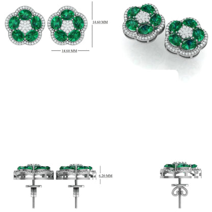 Emerald Flower Stud Earrings