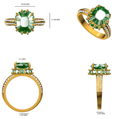 Emerald Cushion Cut Ring