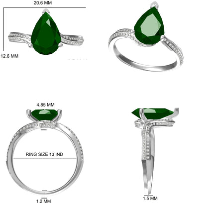 Pear Emerald Diamond Ring