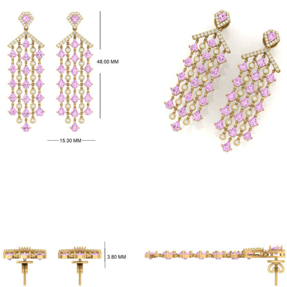 Spinel Diamond Tassel Earrings