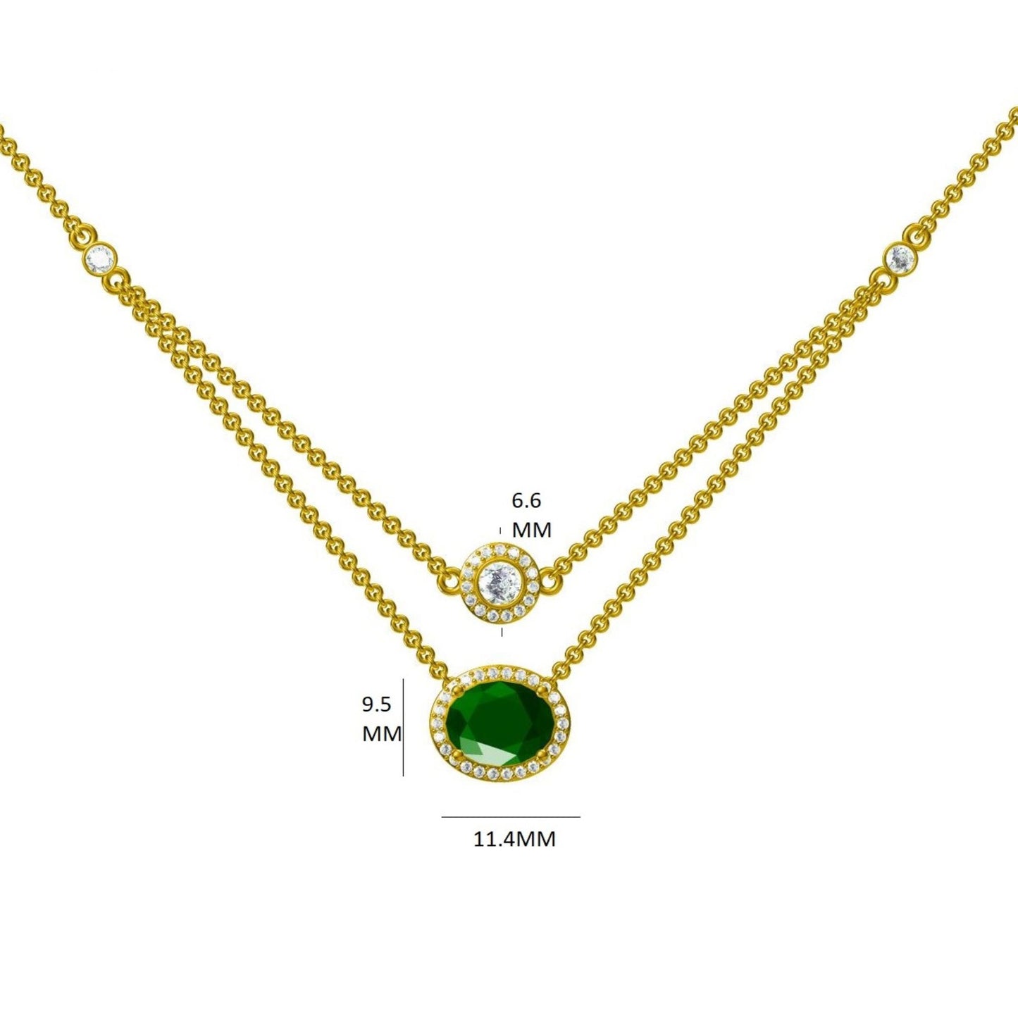 Natural Emerald and Diamond Layered Necklace