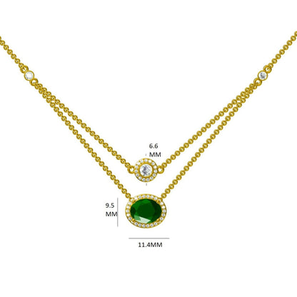Natural Emerald and Diamond Layered Necklace