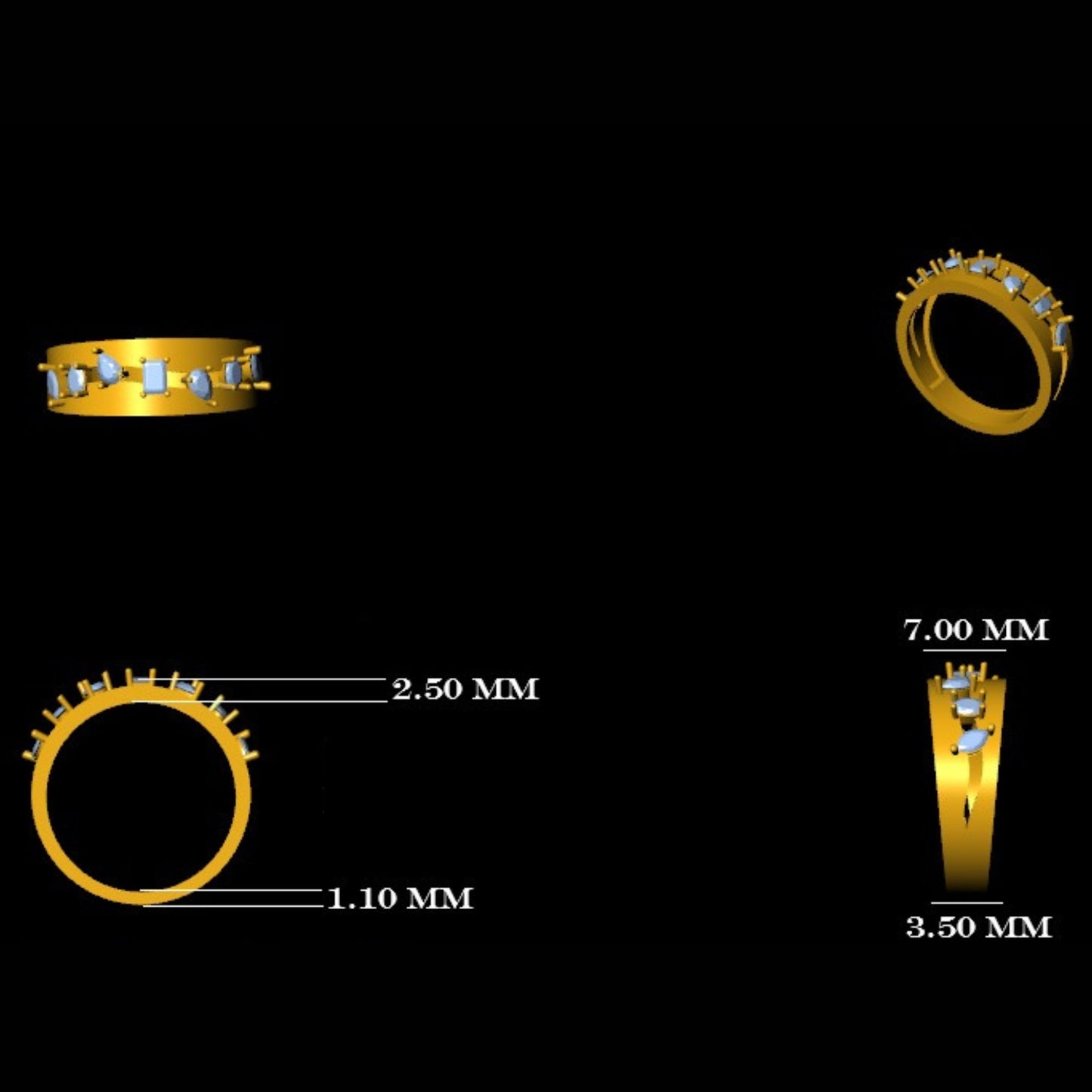 Multi Shape Diamond Band Ring