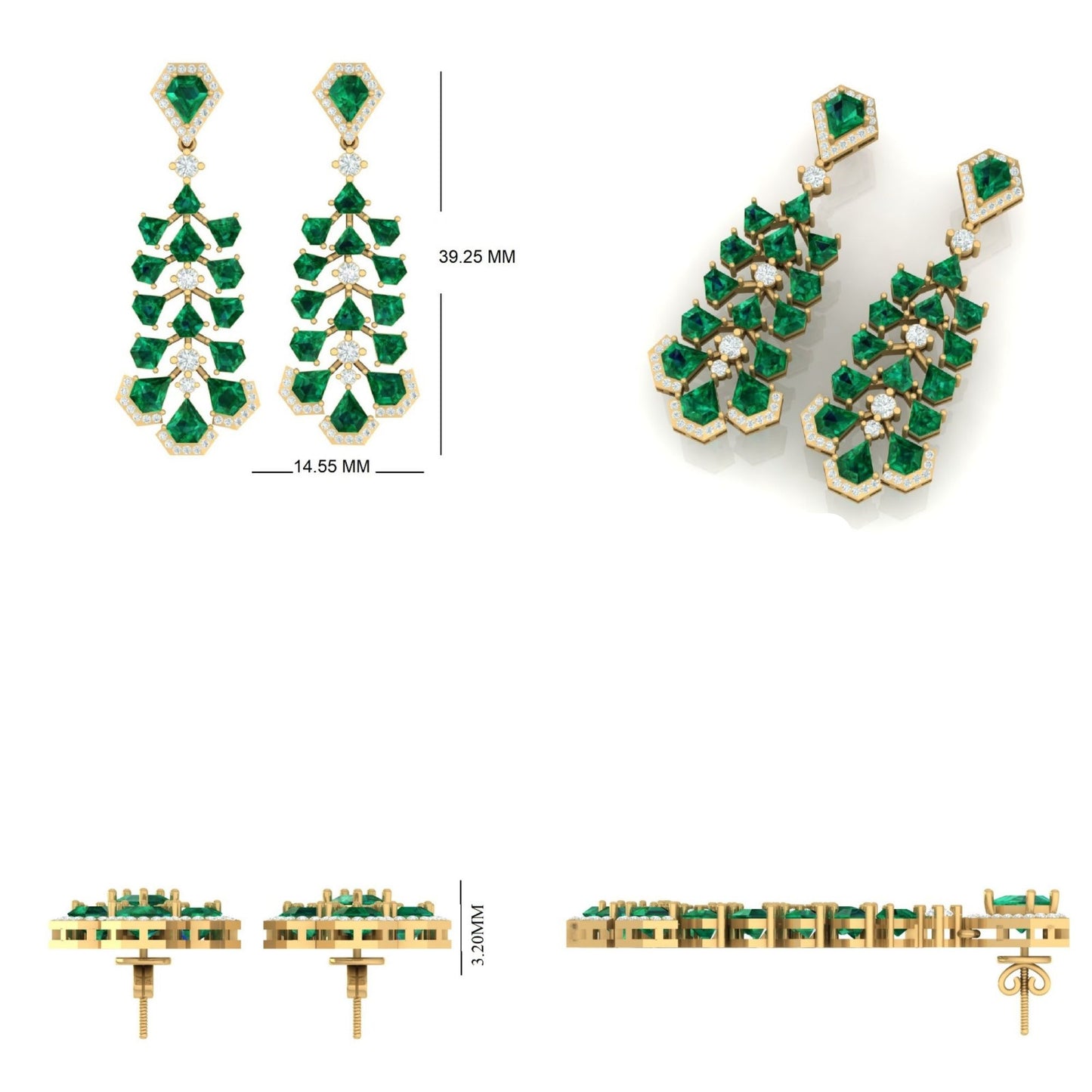 Emerald Diamond Drop Earrings