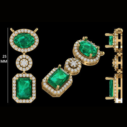 Emerald Drop Diamond Pendant Necklace