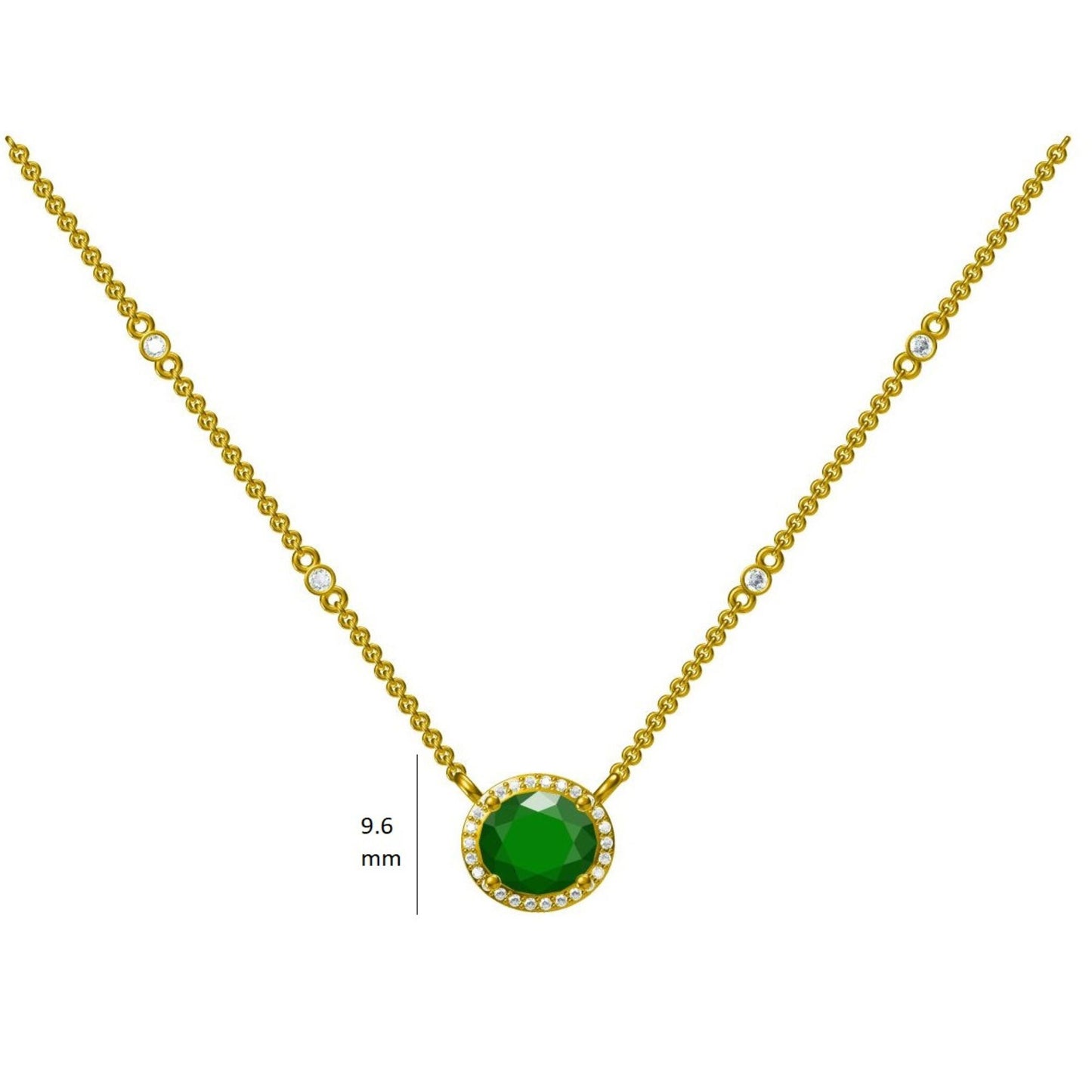 Oval Emerald Diamond Halo Necklace