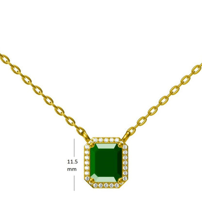 Emerald Halo Diamond Pendant Necklace