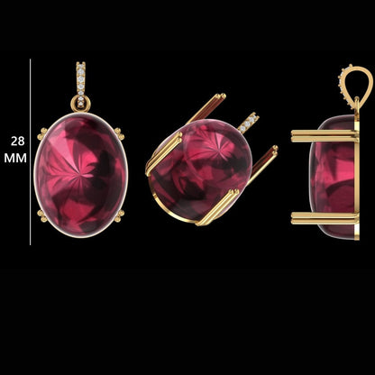 Oval Rubellite Cabochon Pendant