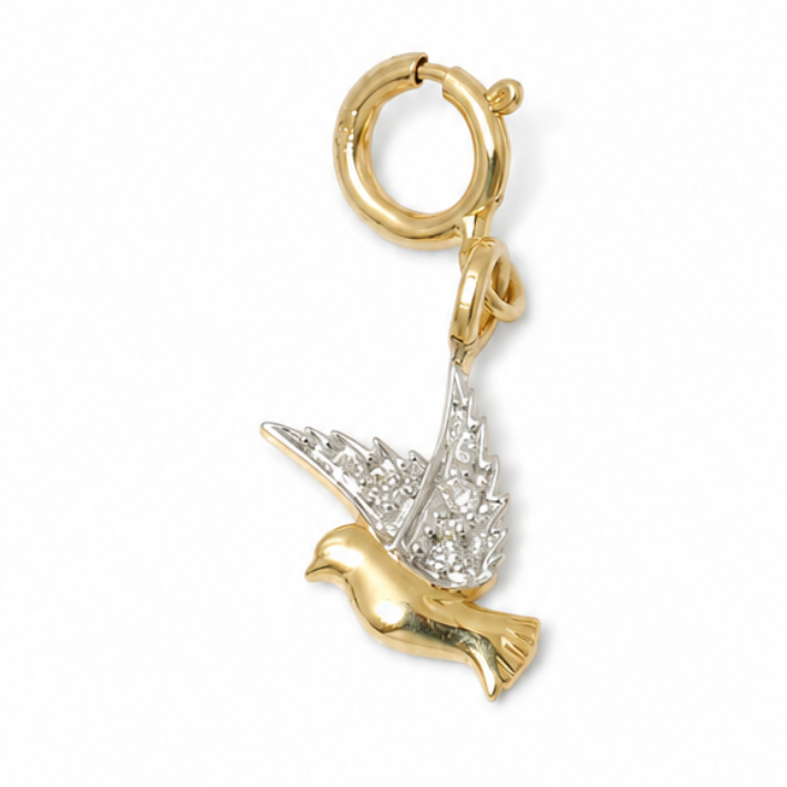 Diamond Bird Charm Pendant
