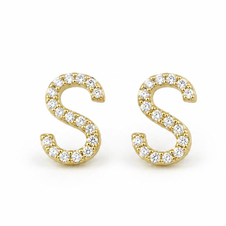 S-Initial Stud Earrings