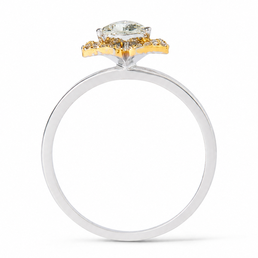 Trillion Cut Halo Diamond Ring