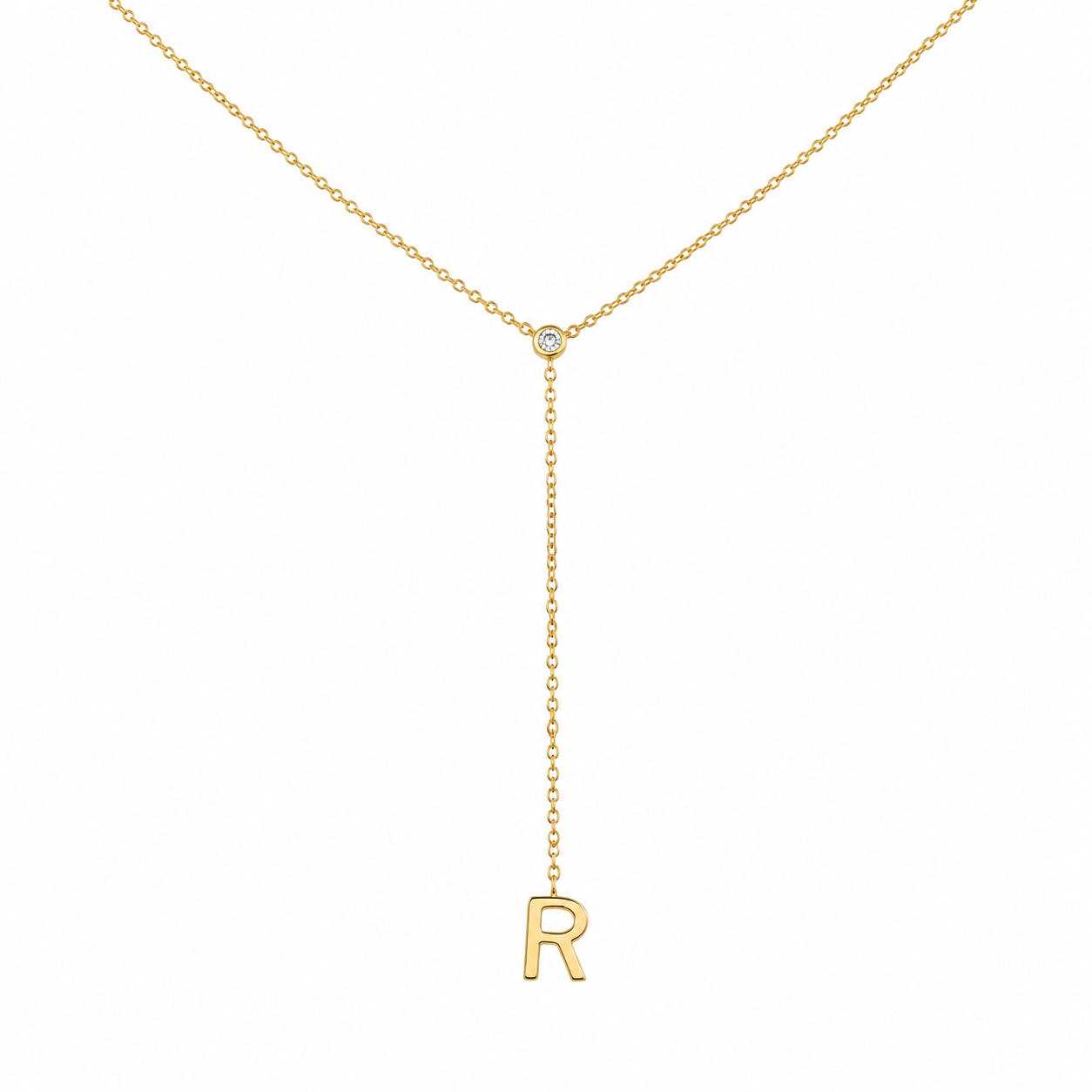 Personalized Bold Initial Lariat Diamond Necklace