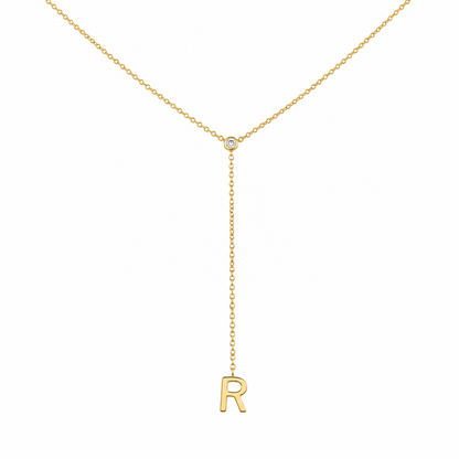 Personalized Bold Initial Lariat Diamond Necklace