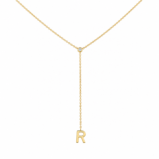Personalized Bold Initial Lariat Diamond Necklace