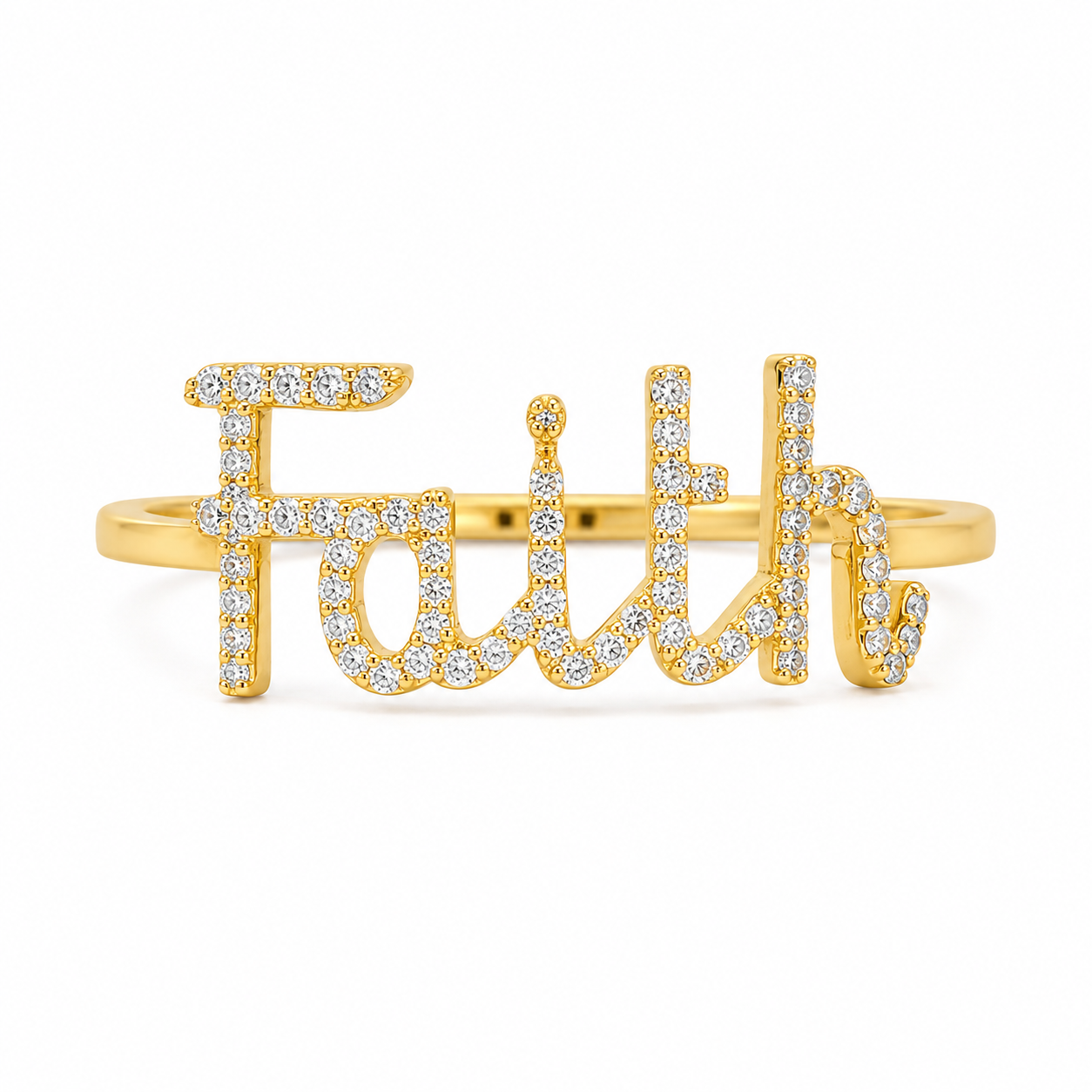 Faith Script Diamond Ring
