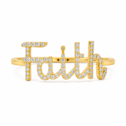 Faith Script Diamond Ring