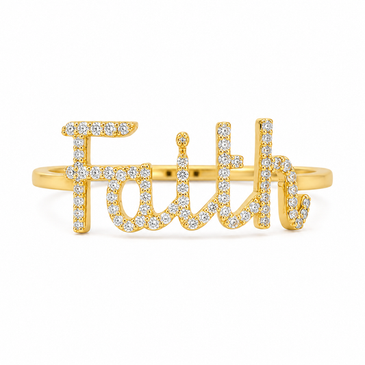 Faith Script Diamond Ring