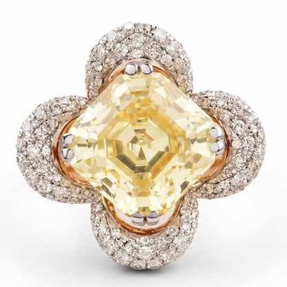 Citrine Diamond Ring In 14kt Solid Gold