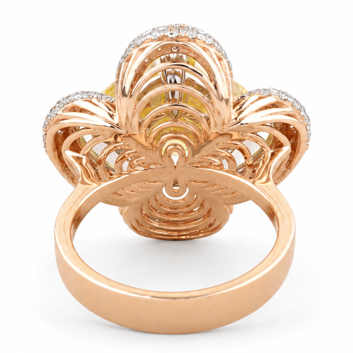 Citrine Diamond Ring In 14kt Solid Gold