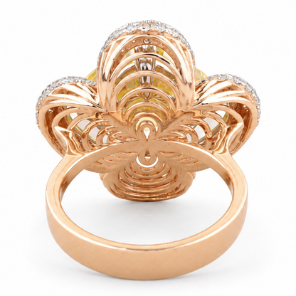 Citrine Diamond Ring In 14kt Solid Gold