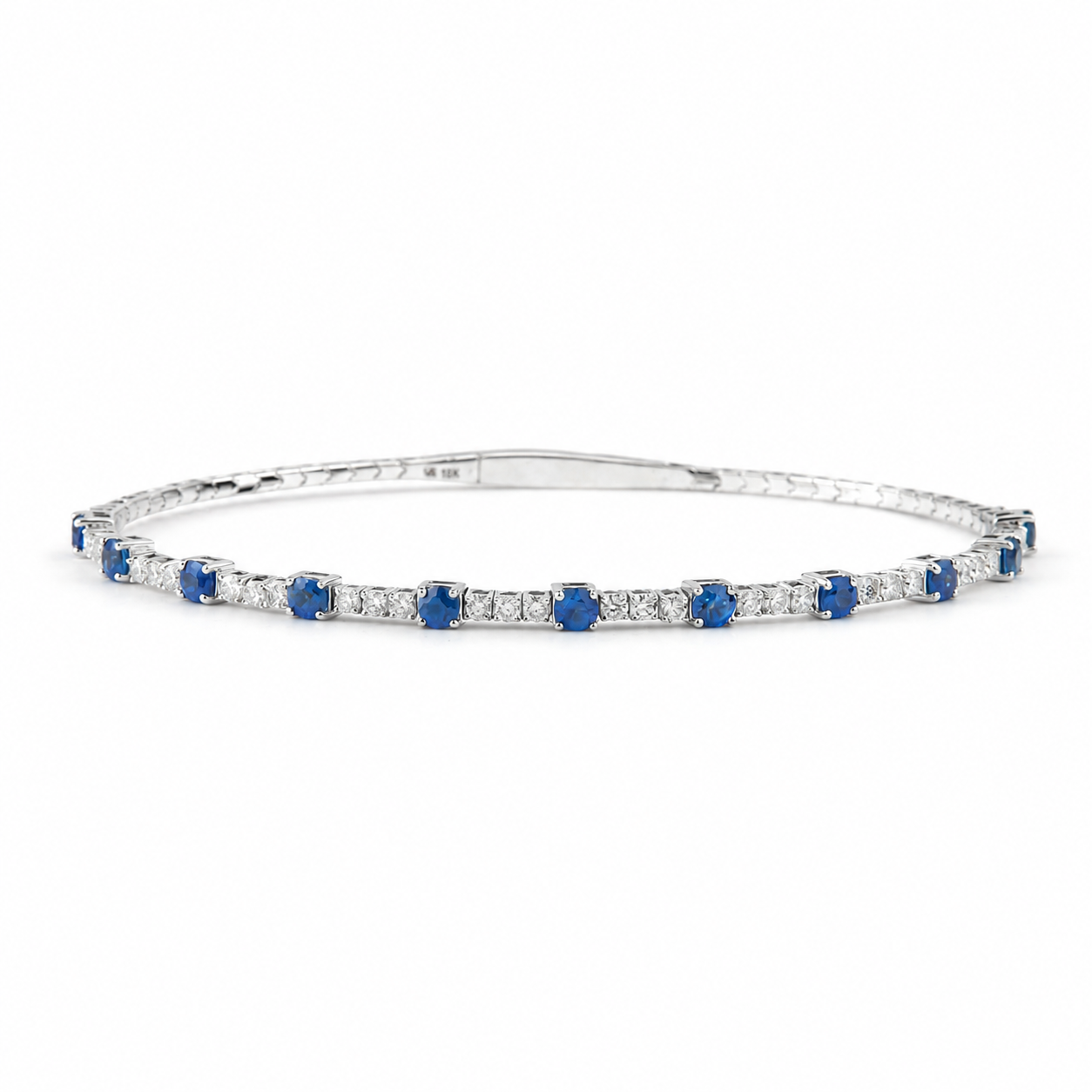 Blue Sapphire Diamond Bangle Bracelet