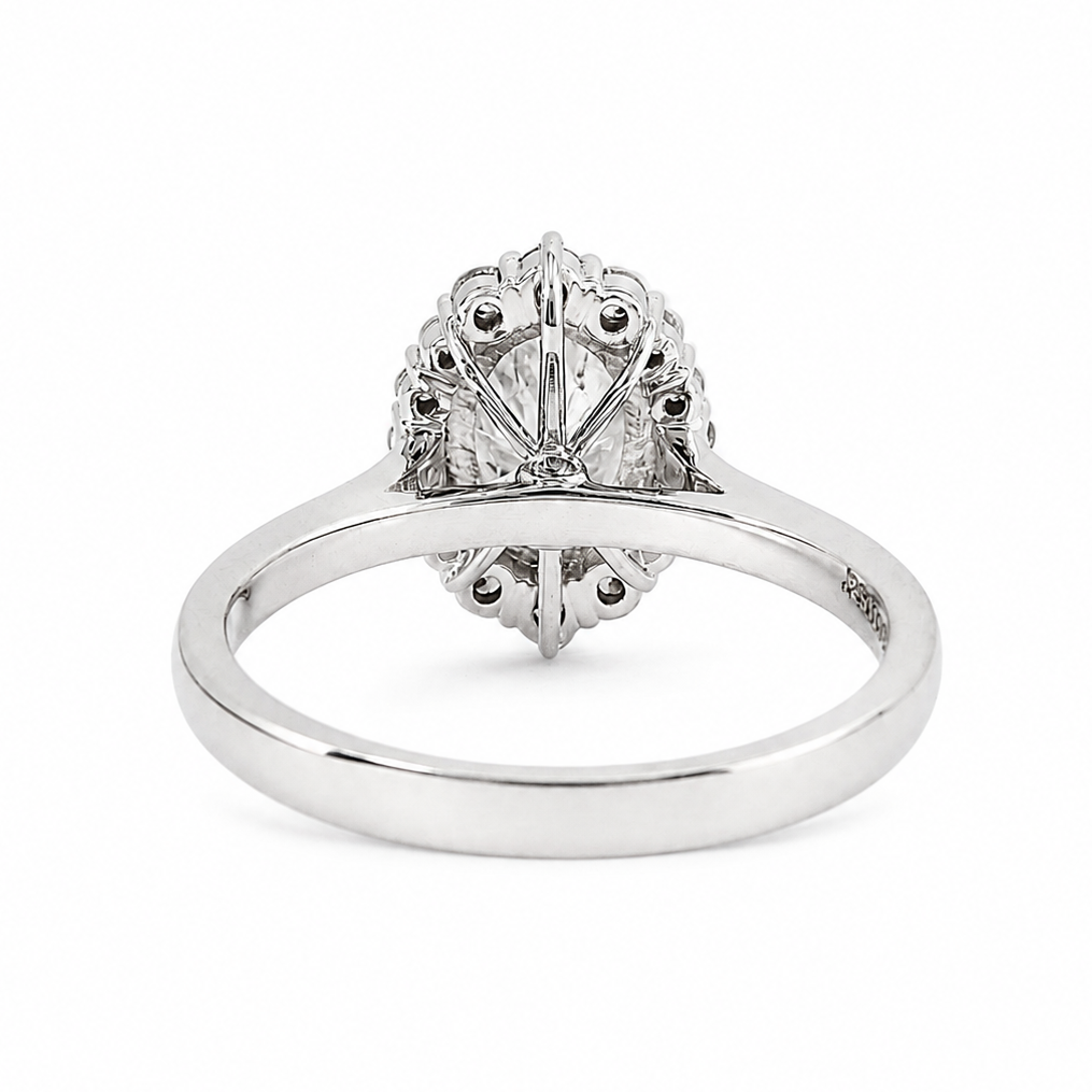 Halo Oval Solitaire Natural Diamond Ring