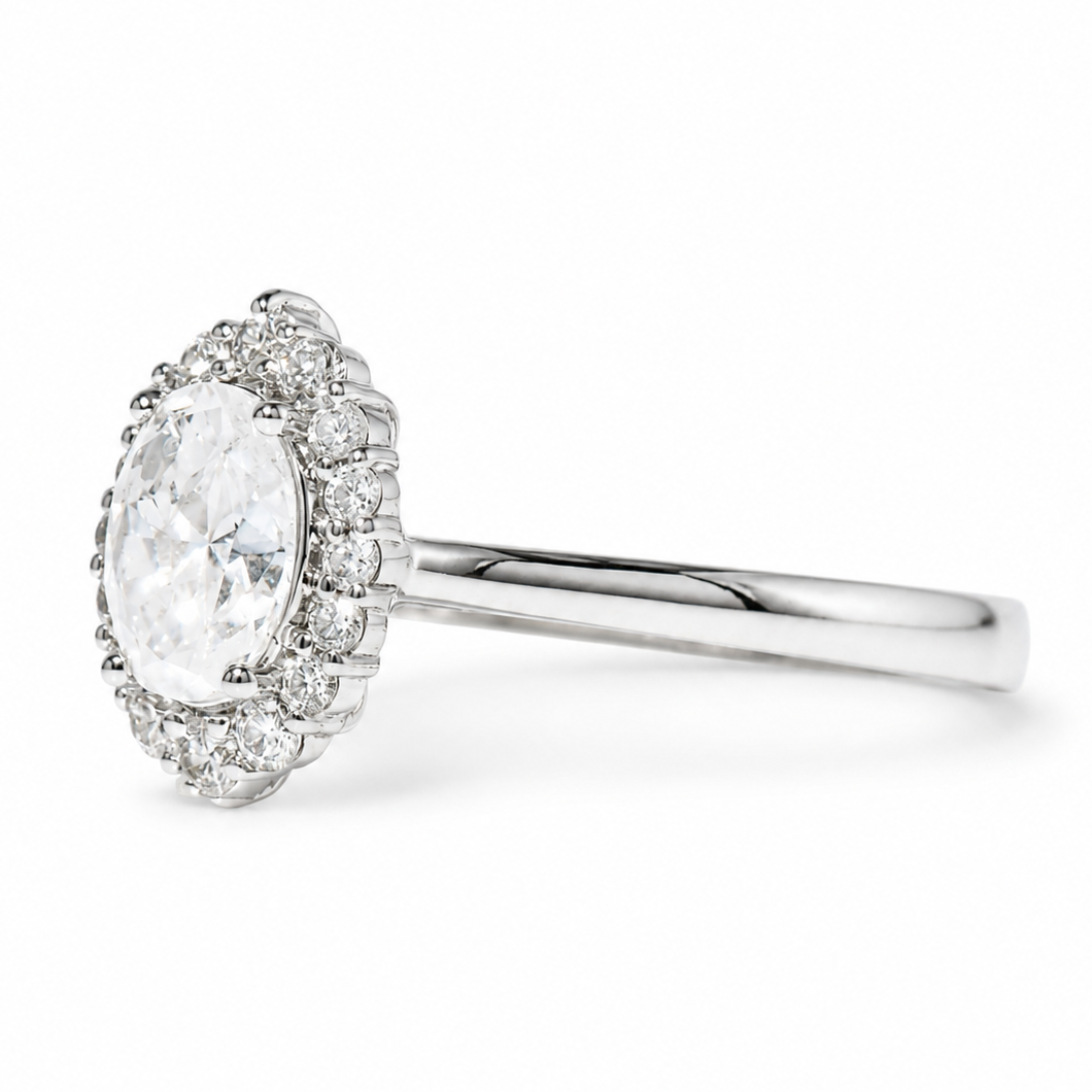 Halo Oval Solitaire Natural Diamond Ring