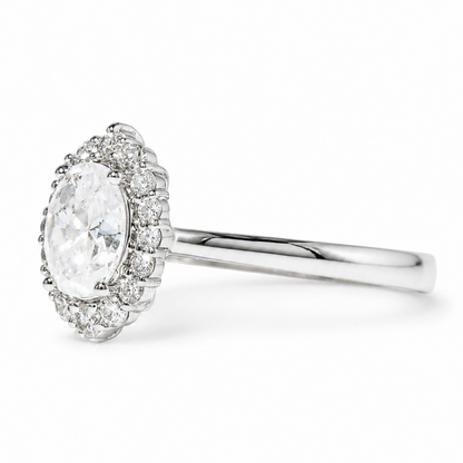 Halo Oval Solitaire Natural Diamond Ring