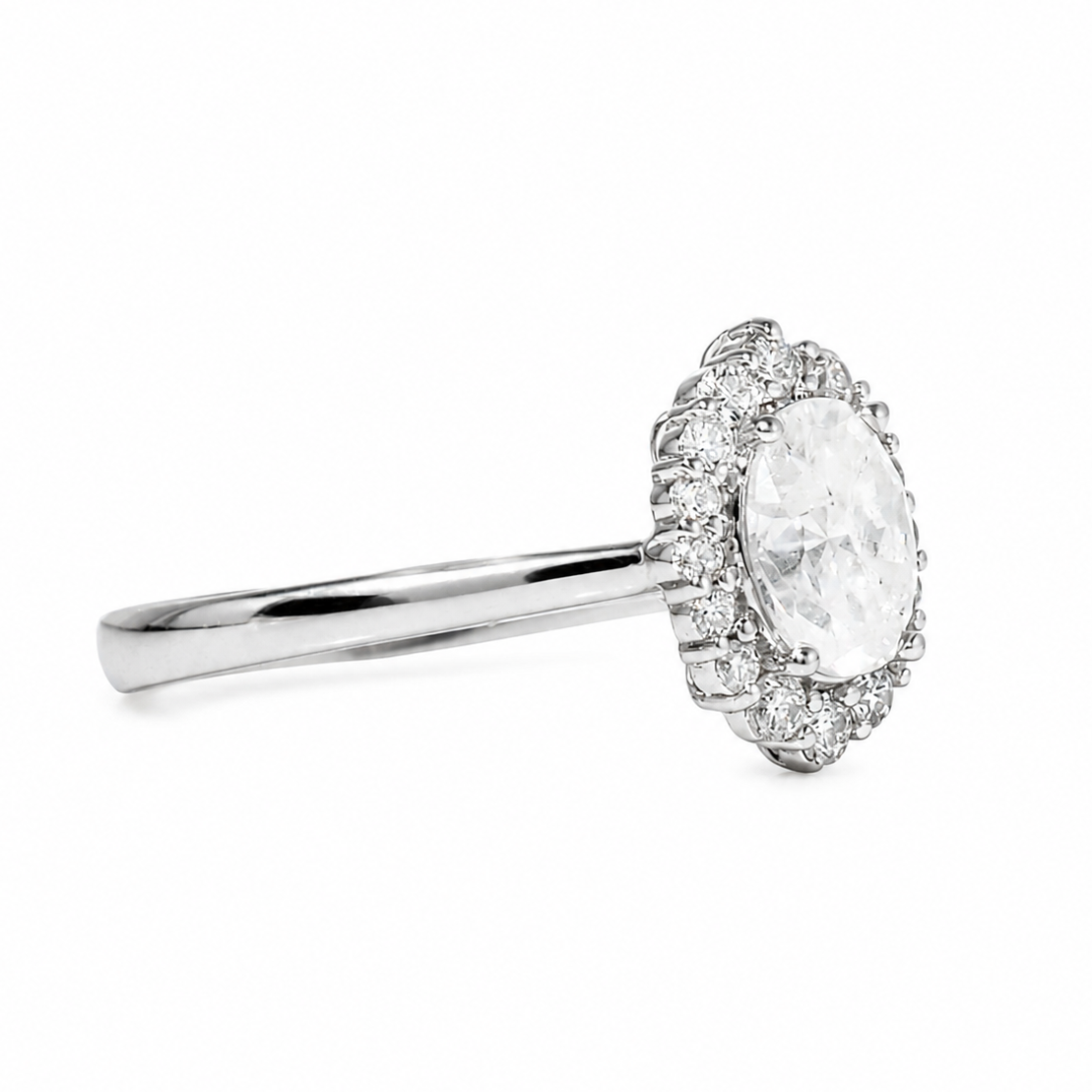 Halo Oval Solitaire Natural Diamond Ring