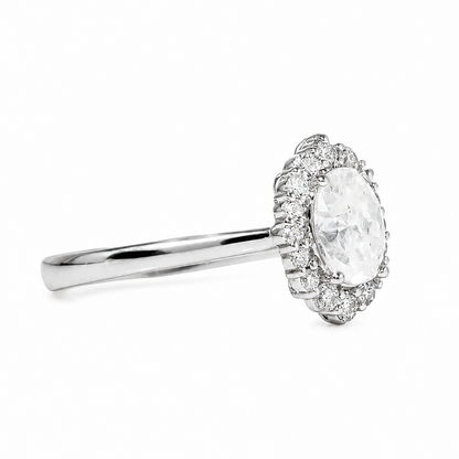Halo Oval Solitaire Natural Diamond Ring