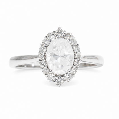 Halo Oval Solitaire Natural Diamond Ring