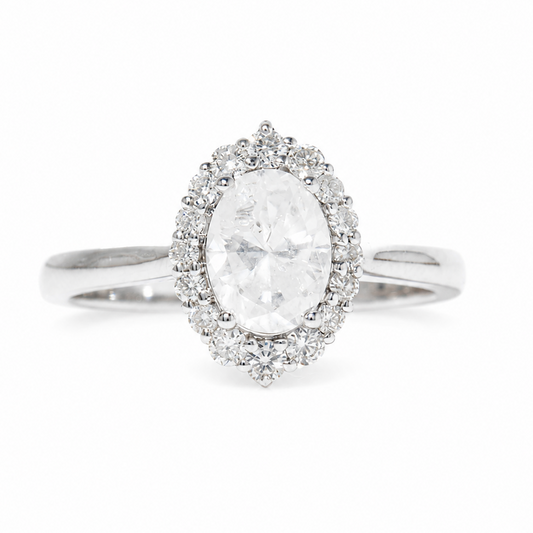 Halo Oval Solitaire Natural Diamond Ring