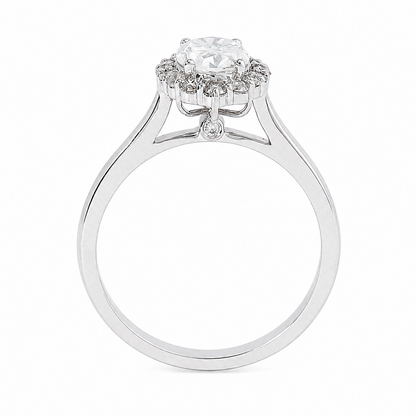 Halo Oval Solitaire Natural Diamond Ring