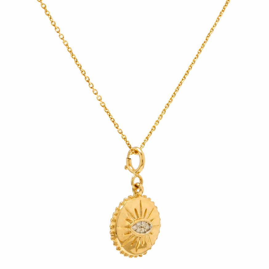 Evil Eye Sunburst Diamond Charm