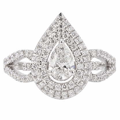 Pear Shape Halo Diamond Ring