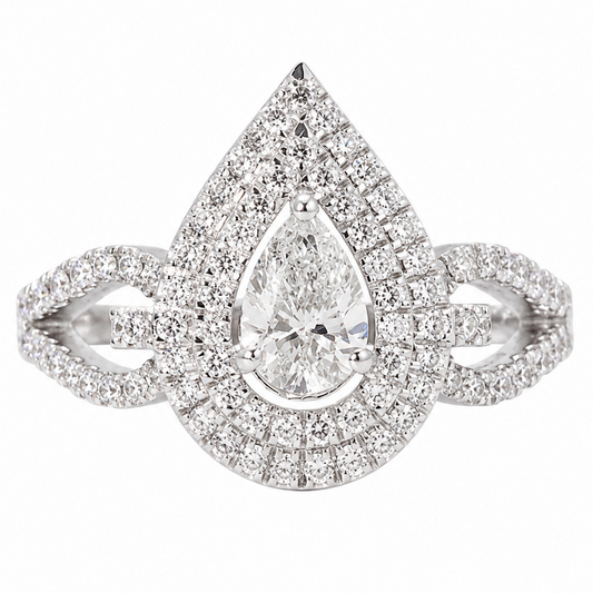 Pear Shape Halo Diamond Ring