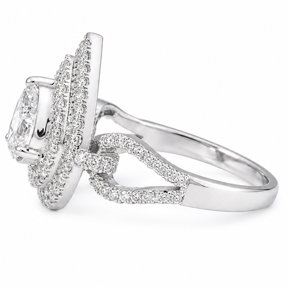 Pear Shape Halo Diamond Ring