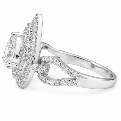 Pear Shape Halo Diamond Ring
