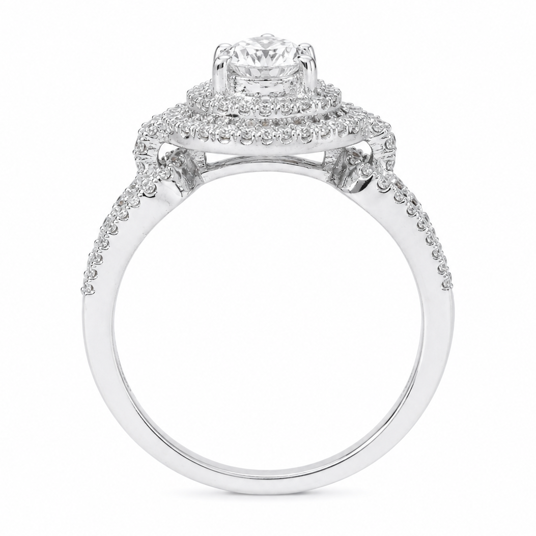 Pear Shape Halo Diamond Ring