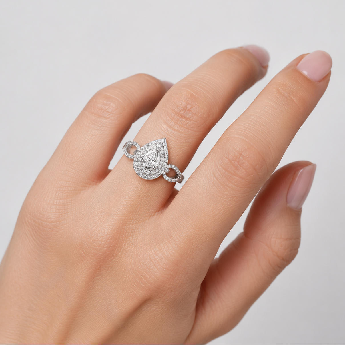 Pear Shape Halo Diamond Ring