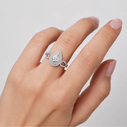 Pear Shape Halo Diamond Ring