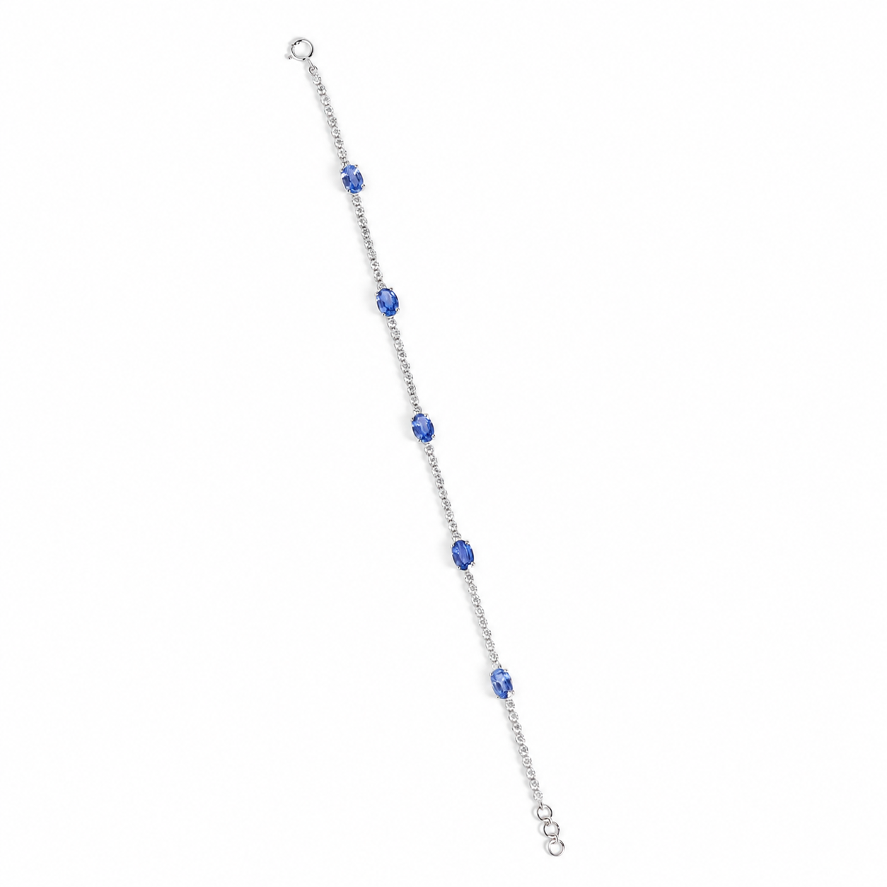 Blue Sapphire Oval Natural Diamond Bracelet